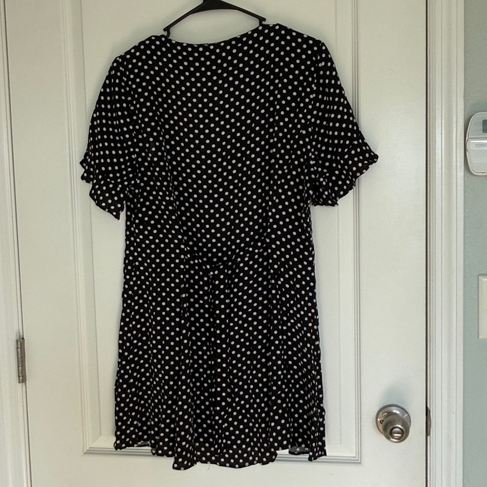 ZARA Black White Polka Dot Dress XL Fits Like Large - Picture 4 of 11